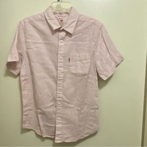 Levi’s  Levi Strauss Mens Button Up Cotton Shirt Light Pink M Medium Chest 40”